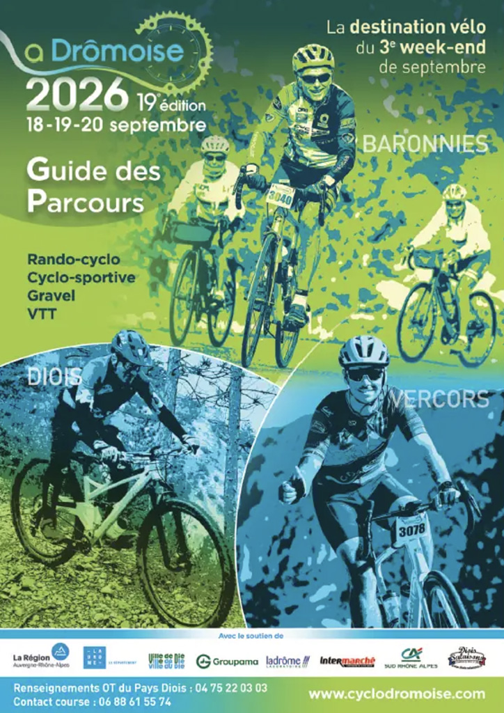 La Drômoise est un événement de cyclisme du 18 au 20 septembre 2026 à Châtillon-en-Diois en Drôme. Cyclo, dodo, resto. Bénéficiez de -10% de réduction sur votre séjour à Valterra Lodges en vous inscrivant à la Drômoise 2026.